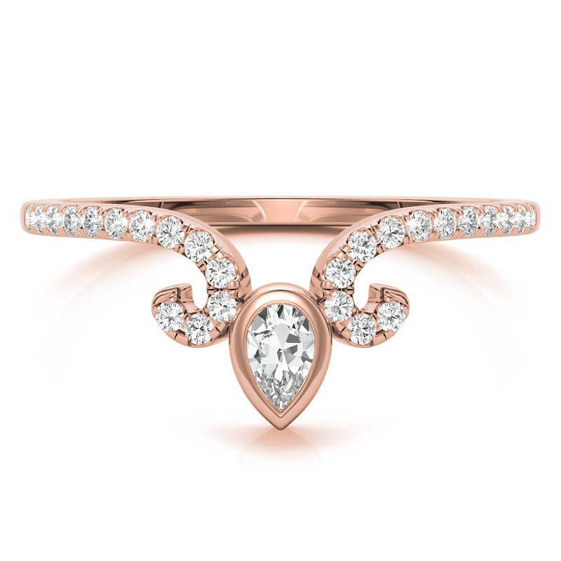 Unique Round and Pear Moissanite Stackable Band