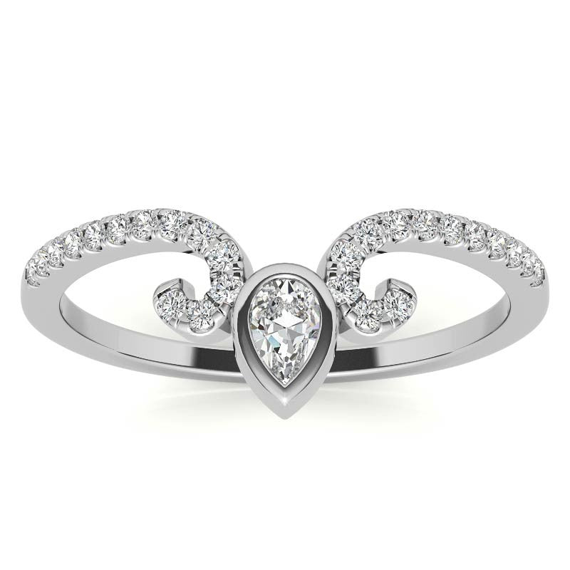 Unique Round and Pear Moissanite Stackable Band