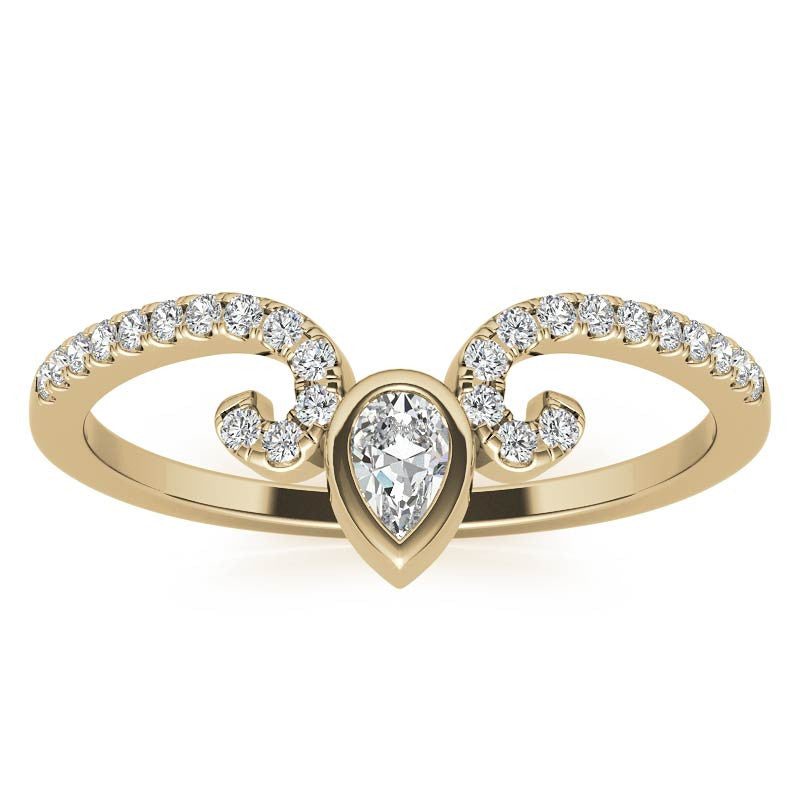 Unique Round and Pear Moissanite Stackable Band