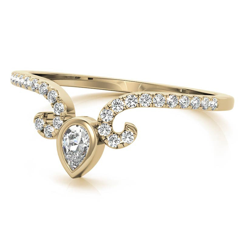 Unique Round and Pear Moissanite Stackable Band