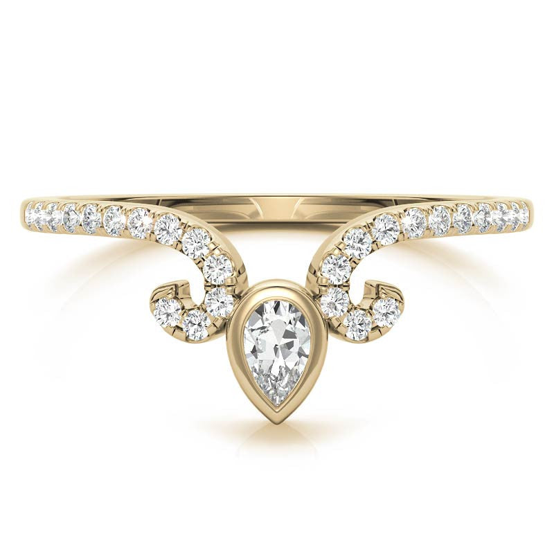 Unique Round and Pear Moissanite Stackable Band