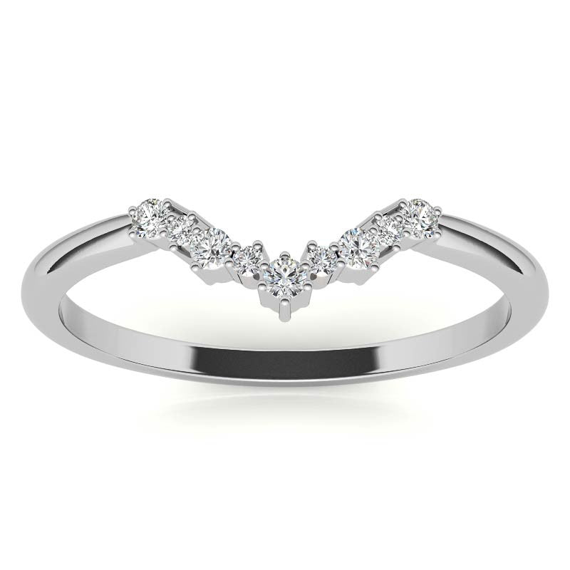 Round Curved Moissanite Stackable Band