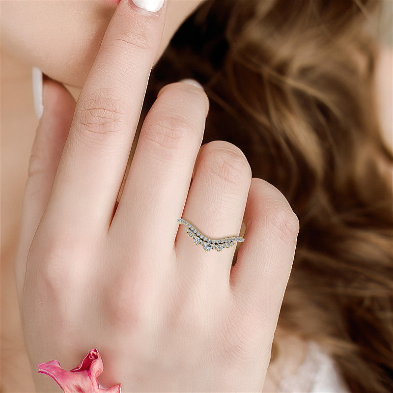 Round Curved Moissanite Stackable Band