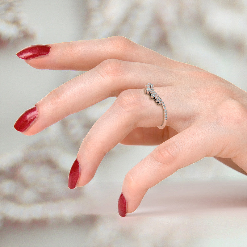Round Curved Moissanite Stackable Band