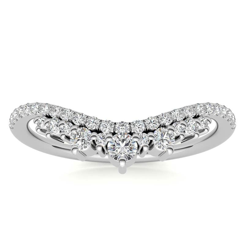 Round Curved Moissanite Stackable Band