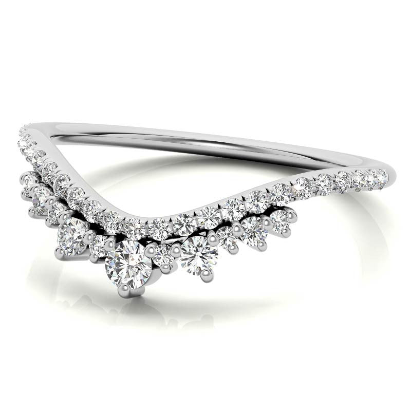 Round Curved Moissanite Stackable Band
