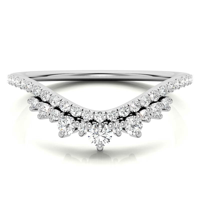 Round Curved Moissanite Stackable Band