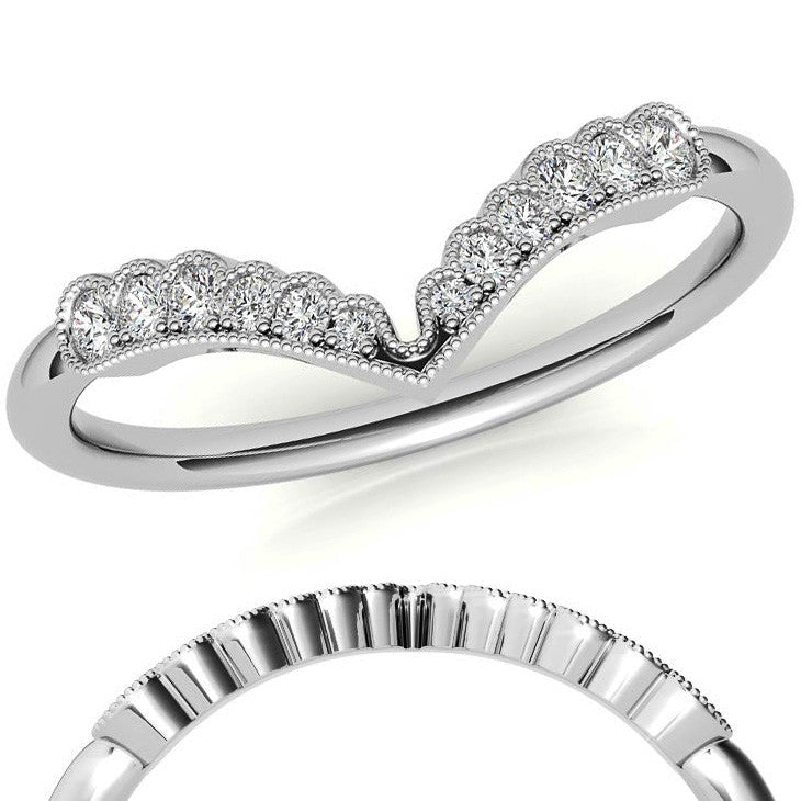 Graduated V-Shaped Stackable Band with Milgrain