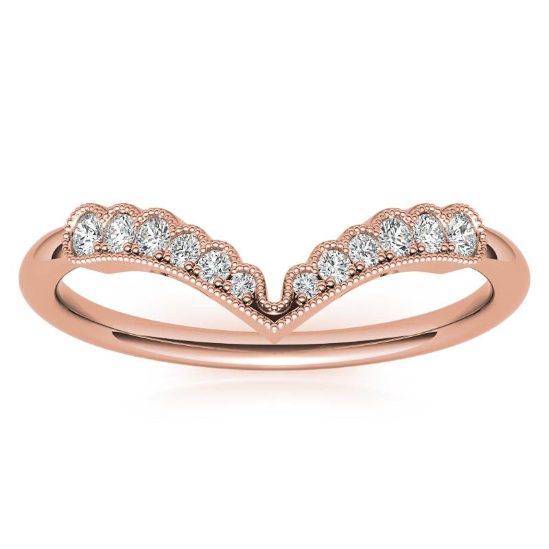 Graduated V-Shaped Stackable Band with Milgrain