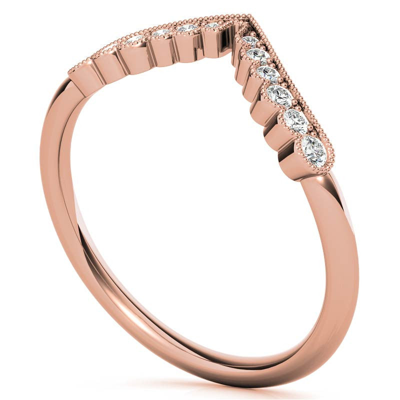 Graduated V-Shaped Stackable Band with Milgrain