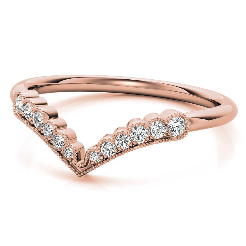 Graduated V-Shaped Stackable Band with Milgrain
