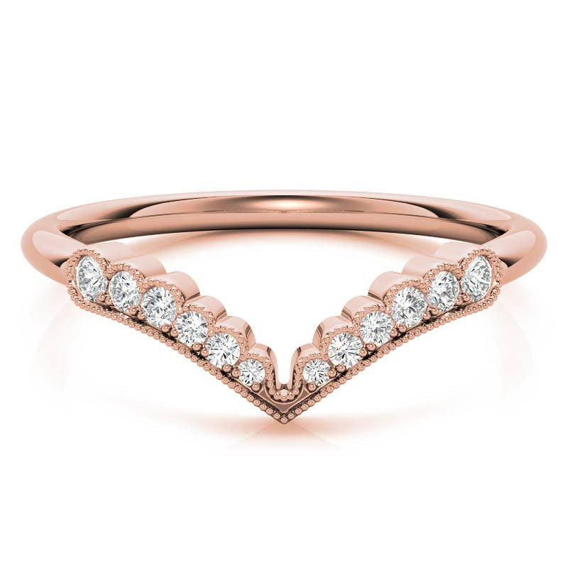 Graduated V-Shaped Stackable Band with Milgrain