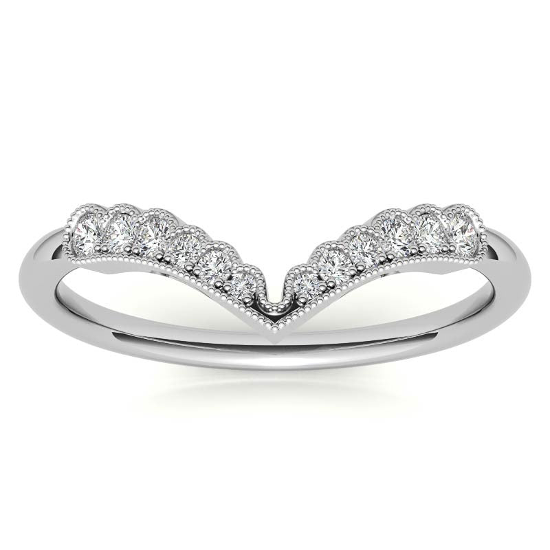Graduated V-Shaped Stackable Band with Milgrain