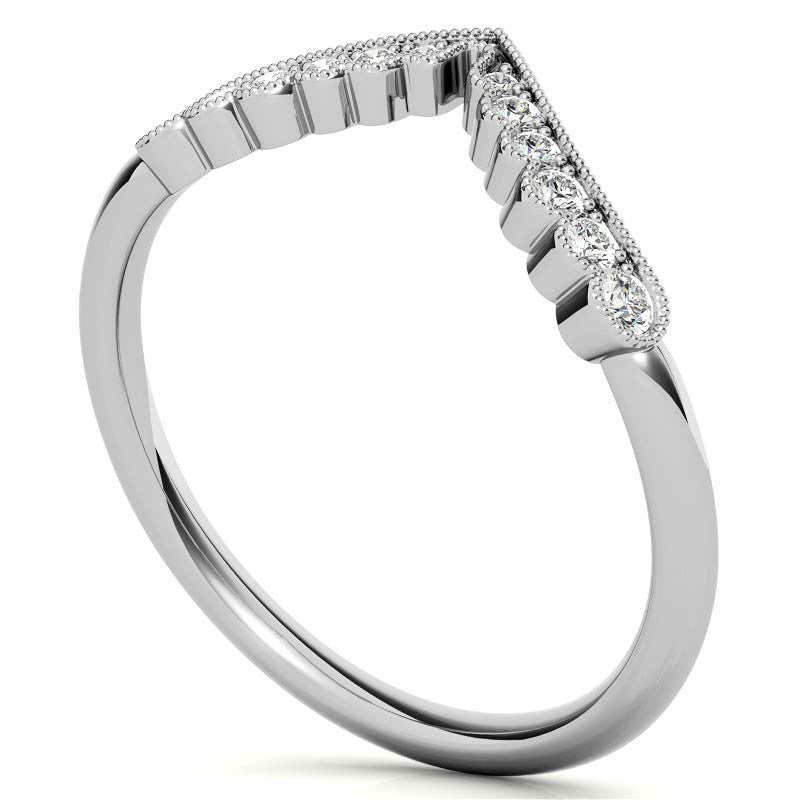 Graduated V-Shaped Stackable Band with Milgrain