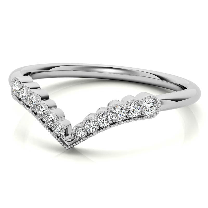 Graduated V-Shaped Stackable Band with Milgrain