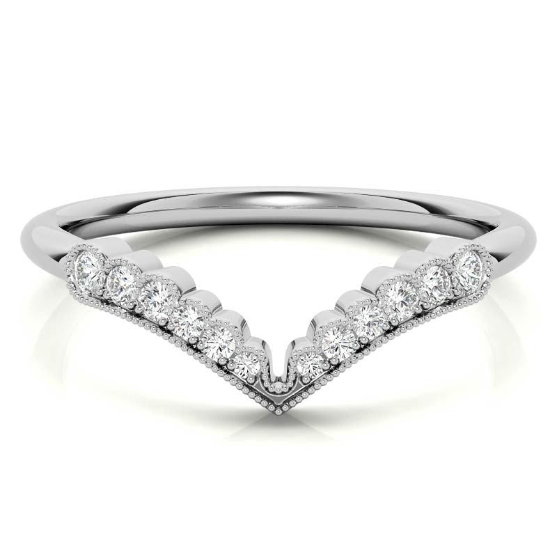 Graduated V-Shaped Stackable Band with Milgrain