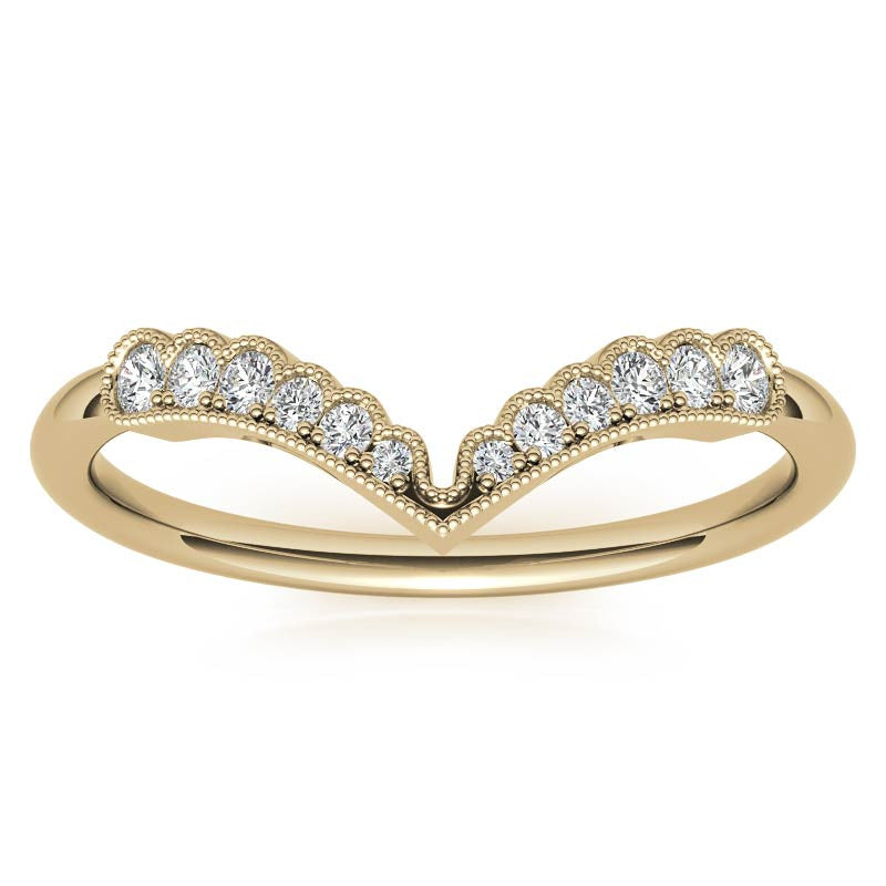 Graduated V-Shaped Stackable Band with Milgrain