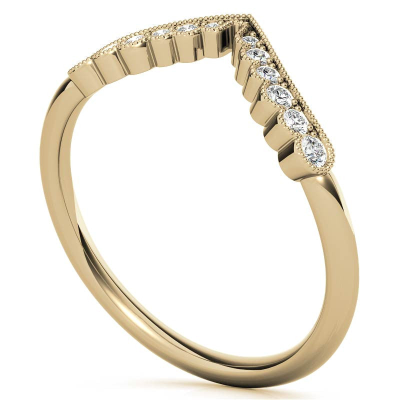 Graduated V-Shaped Stackable Band with Milgrain