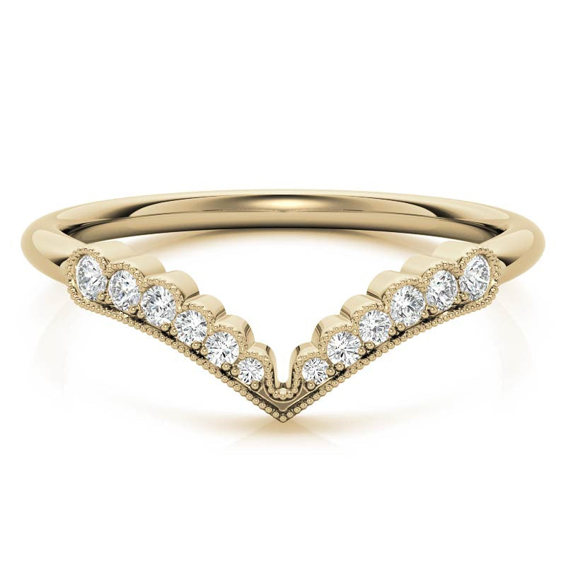 Graduated V-Shaped Stackable Band with Milgrain