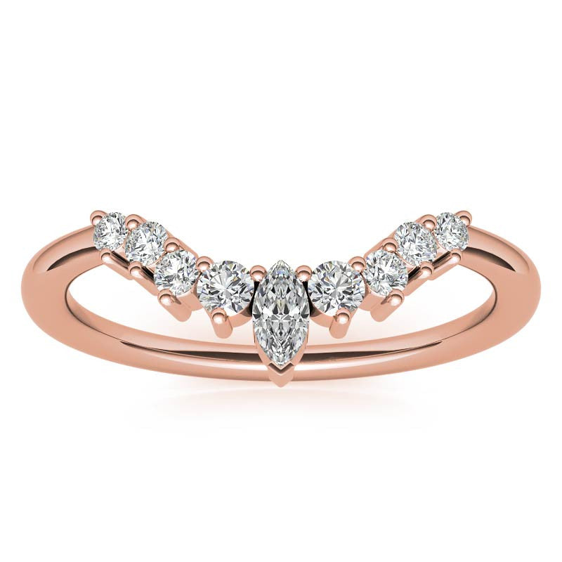 Round and Marquise Moissanite Stackable Band