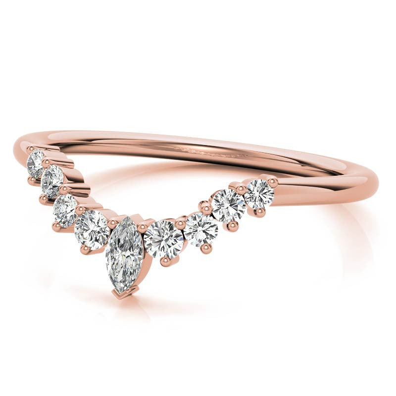 Round and Marquise Moissanite Stackable Band