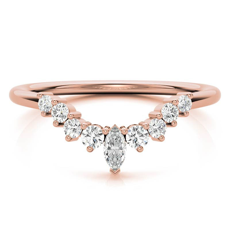 Round and Marquise Moissanite Stackable Band