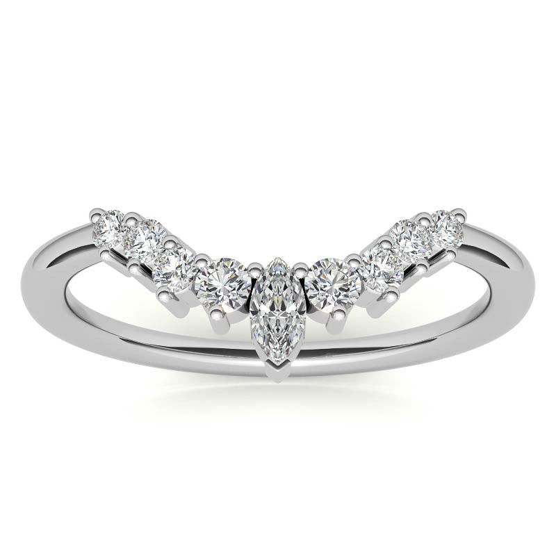 Round and Marquise Moissanite Stackable Band
