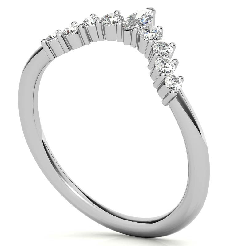 Round and Marquise Moissanite Stackable Band