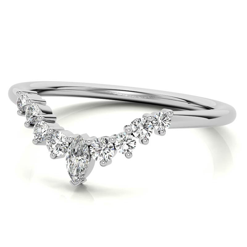 Round and Marquise Moissanite Stackable Band
