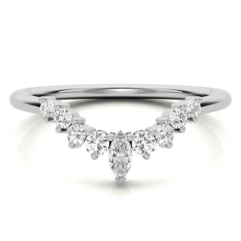 Round and Marquise Moissanite Stackable Band
