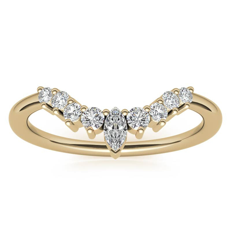 Round and Marquise Moissanite Stackable Band