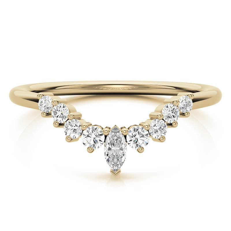 Round and Marquise Moissanite Stackable Band