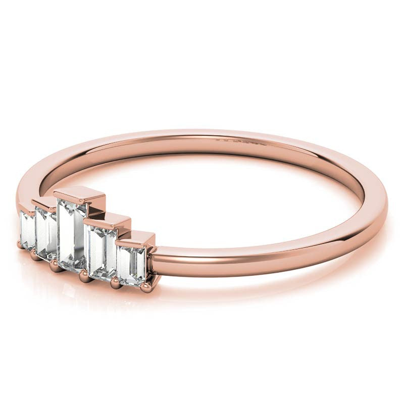 Unique 5-Stone Baguette Diamond Stackable Band