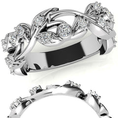 Round Brilliant Moissanite Floral Stackable Band