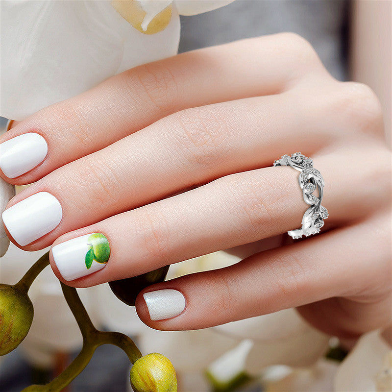 Round Brilliant Moissanite Floral Stackable Band