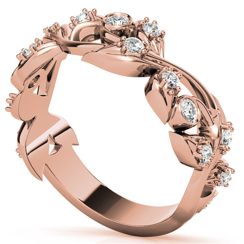 Round Brilliant Moissanite Floral Stackable Band