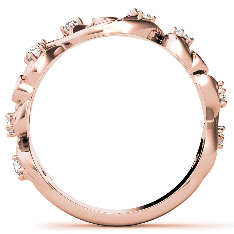 Round Brilliant Moissanite Floral Stackable Band