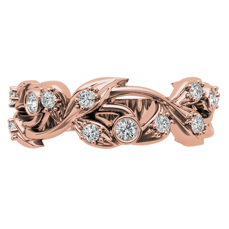 Round Brilliant Moissanite Floral Stackable Band