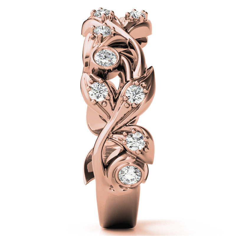 Round Brilliant Moissanite Floral Stackable Band