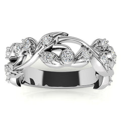 Round Brilliant Moissanite Floral Stackable Band