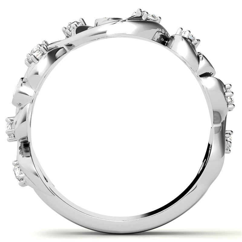 Round Brilliant Moissanite Floral Stackable Band