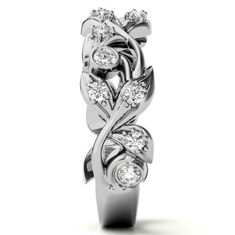 Round Brilliant Moissanite Floral Stackable Band