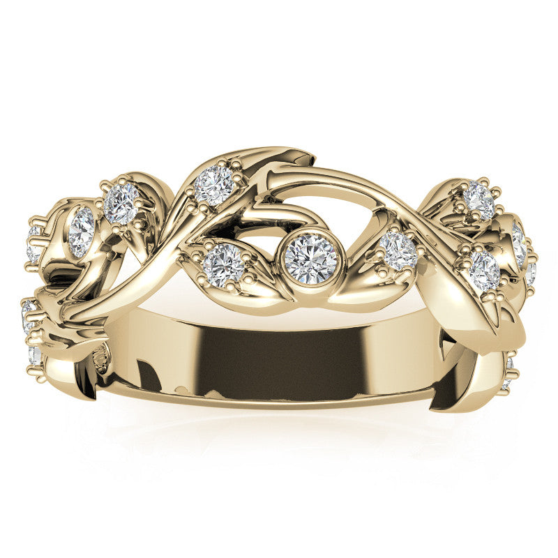 Round Brilliant Moissanite Floral Stackable Band