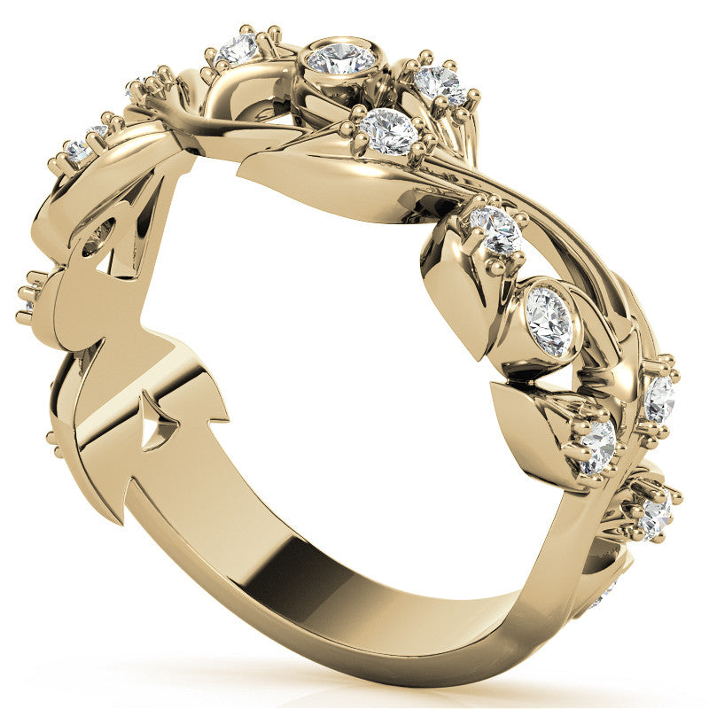 Round Brilliant Moissanite Floral Stackable Band