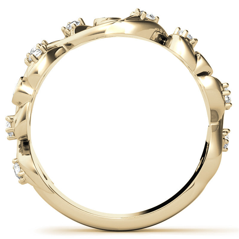 Round Brilliant Moissanite Floral Stackable Band