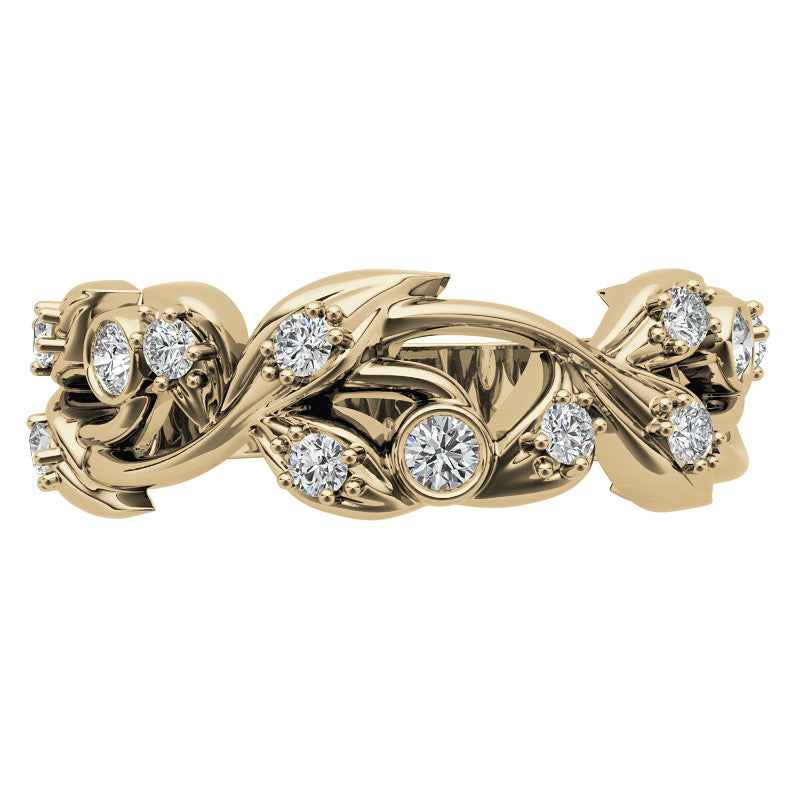 Round Brilliant Moissanite Floral Stackable Band
