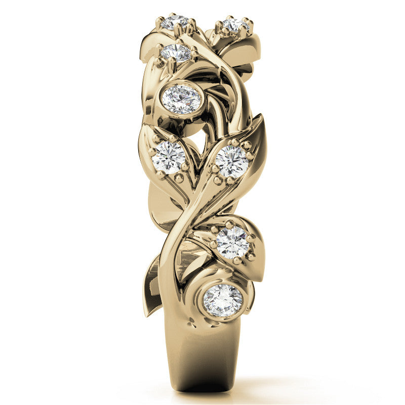 Round Brilliant Moissanite Floral Stackable Band
