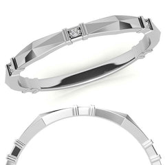 Geometrical Moissanite Round Stackable Band