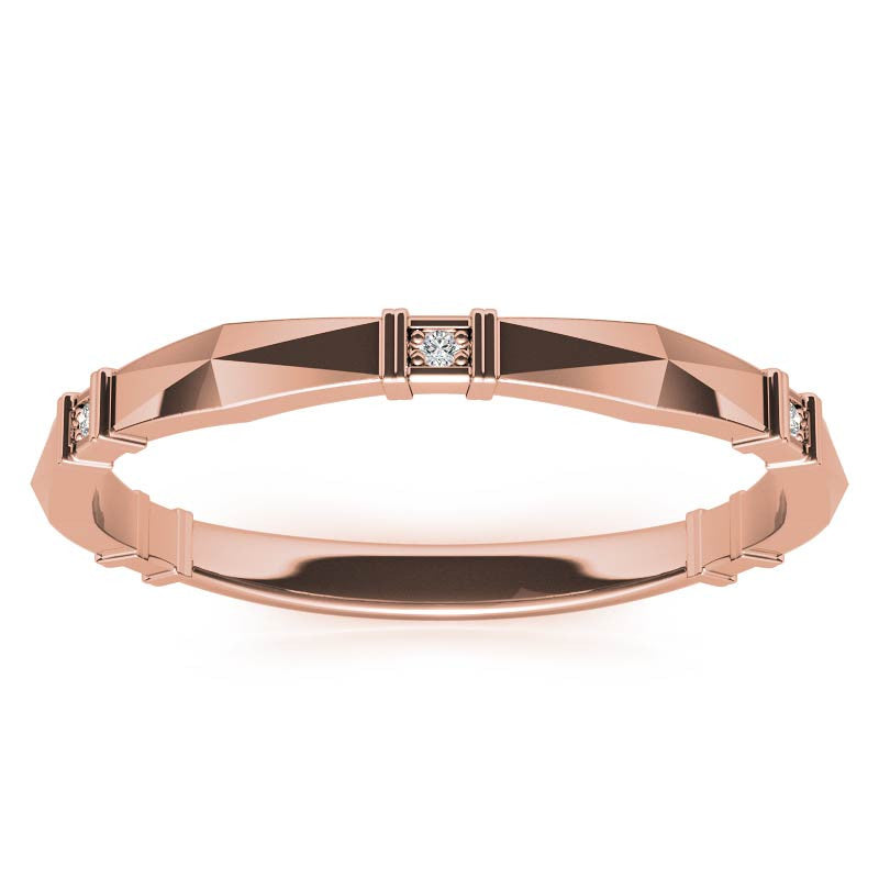 Geometrical Moissanite Round Stackable Band