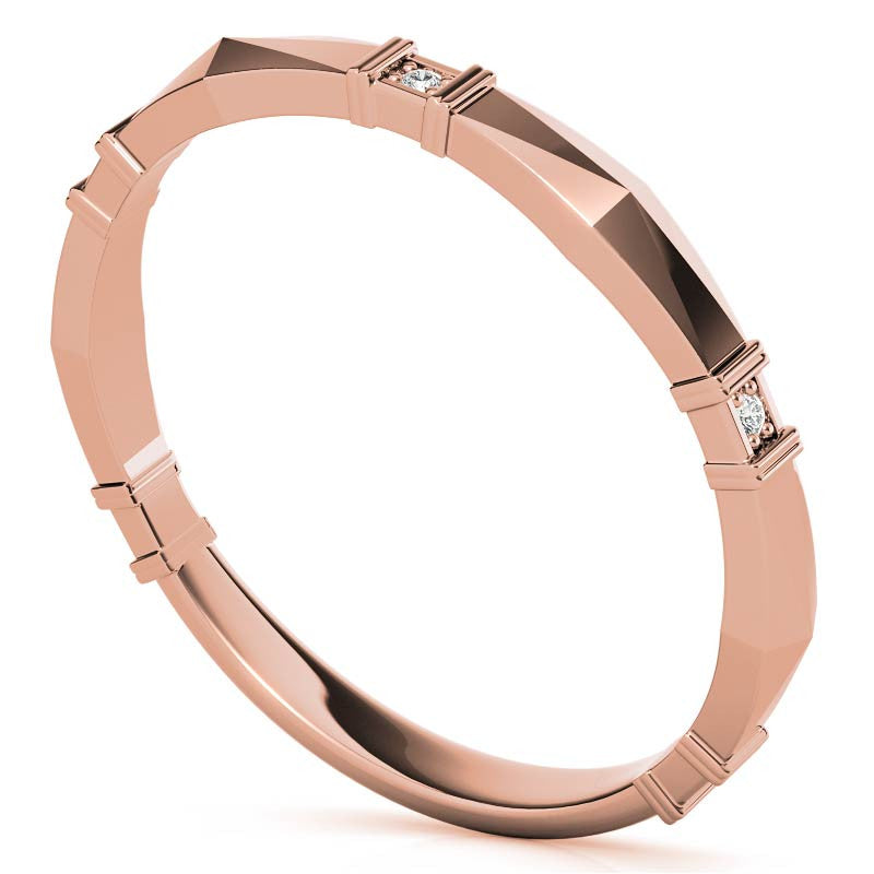 Geometrical Moissanite Round Stackable Band